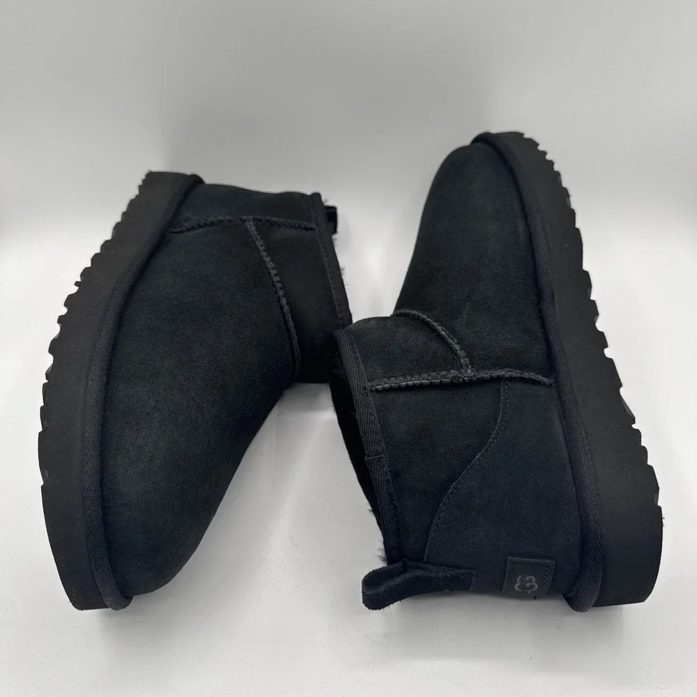 UGG Ultra Mini Boots Women's Size 12‎ Black Suede Water Repellant